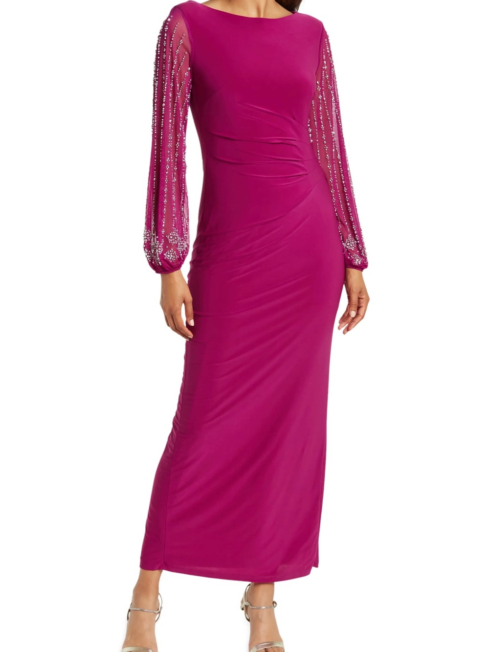 Marina Beaded Long Sleeve Maxi Gown Size 8
